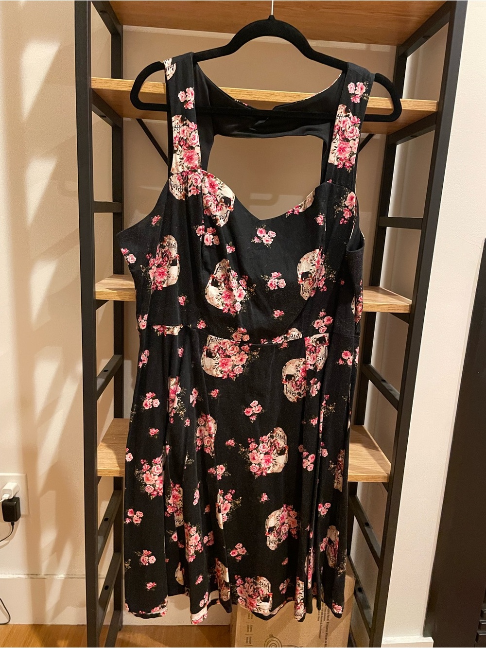 torrid Black Dress with Pink Floral & Skull Print